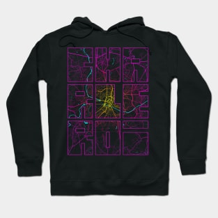 Charleroi, Walloon, Belgium City Map Typography - Neon Hoodie